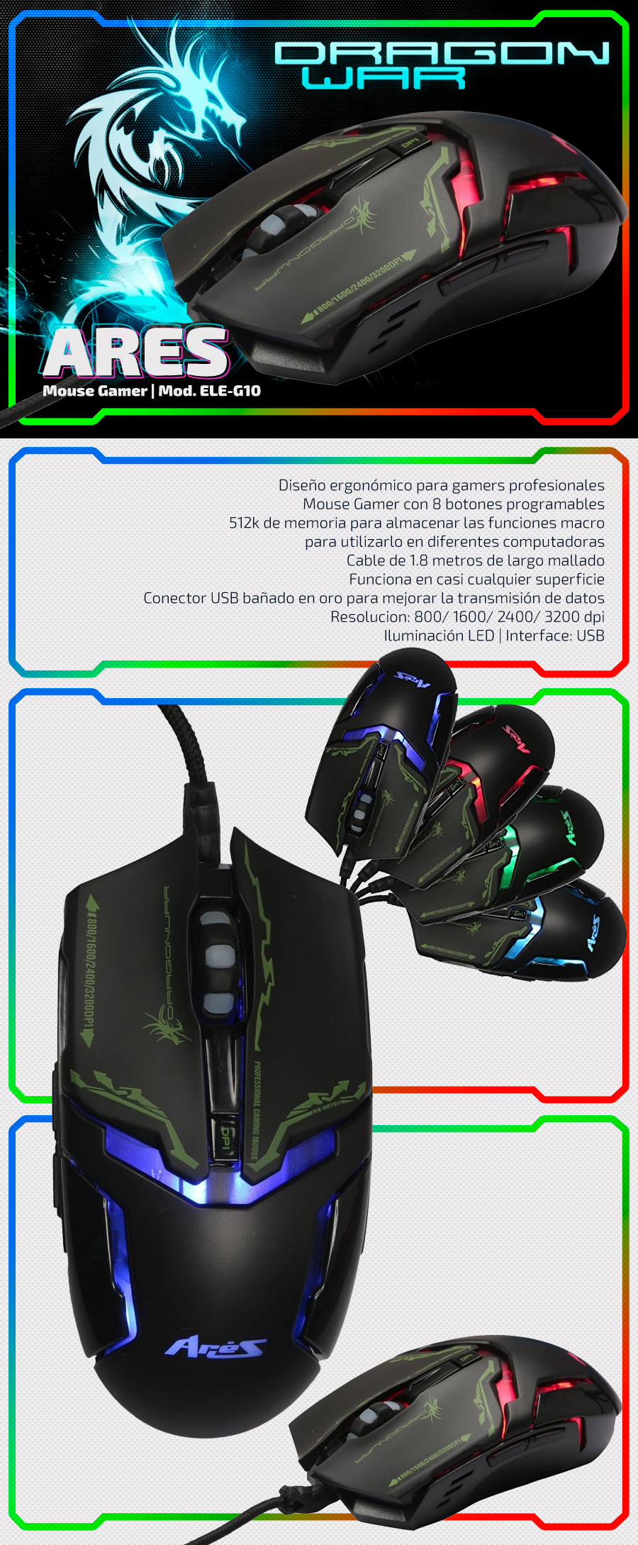 Ares | Dragon War Gaming Mouse Blue Sensor